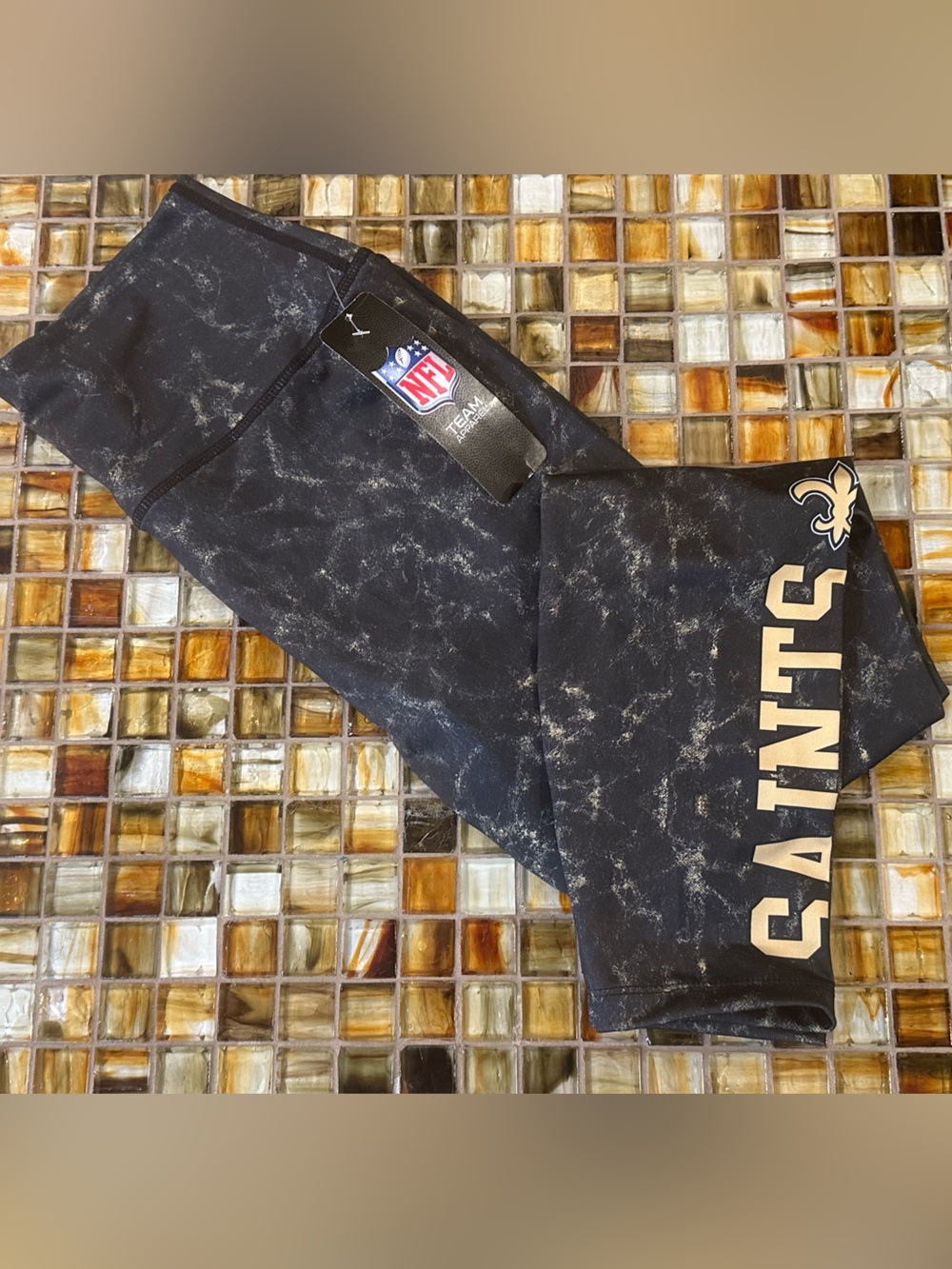 NWT New Orleans Saints Women's NFL Team Apparel Marbled Black Leggings~Med~ $68